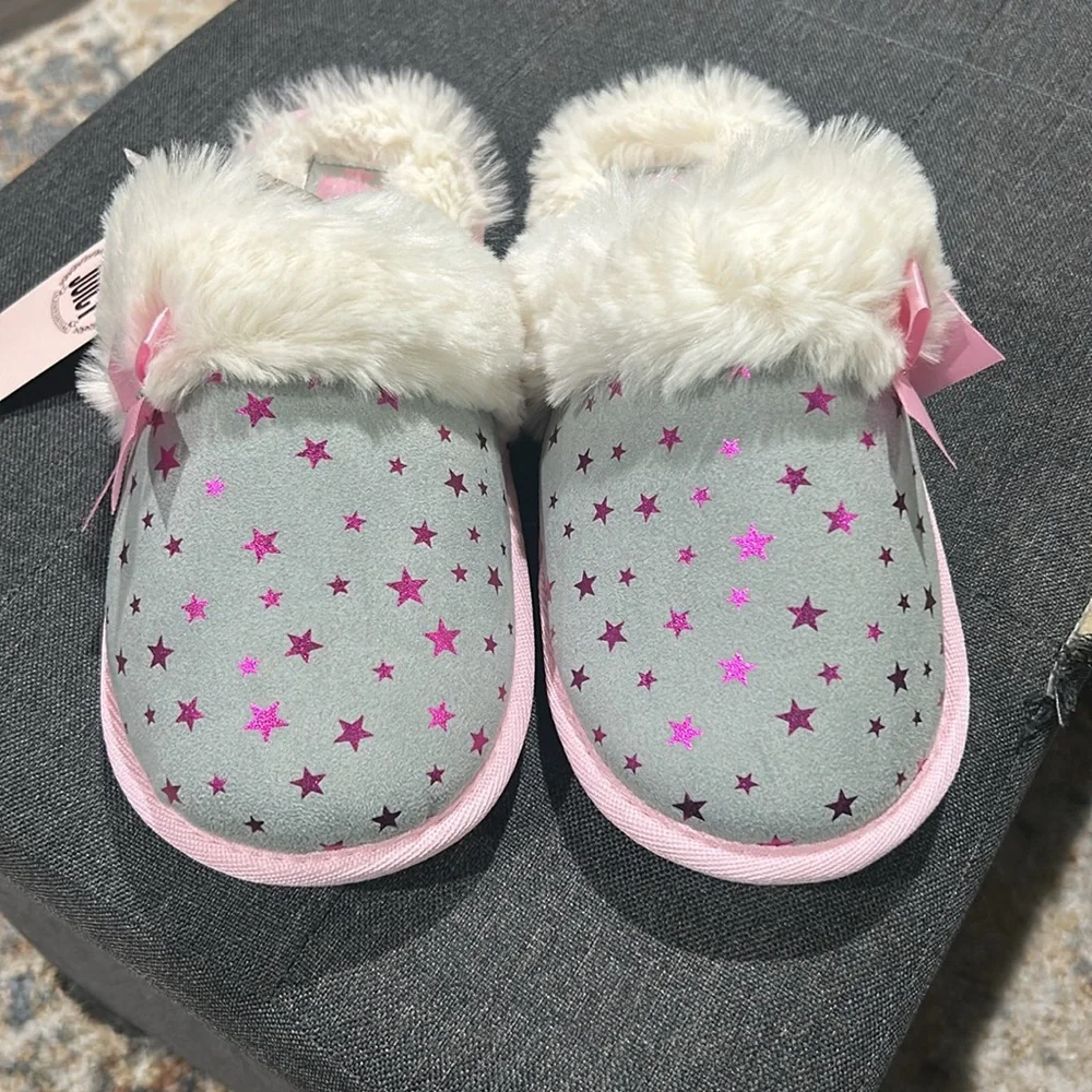 NWT Juicy by Juicy Couture Sonora Girls Slip-On Slippers Gray/Pink SZ 4-5 💥💥